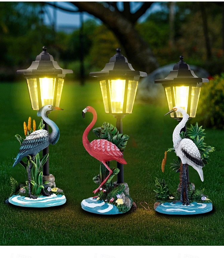 1 flamingo solar à prova d'água para uso externo &Luminária de resina em forma de guindaste, decoração para jardim, quintal, gramado e caminho, estátua de animal solar para iluminação paisagística, de 2026 por $34.99 –P2
