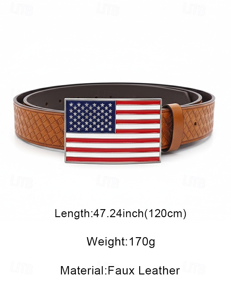 United States 250th Anniversary Men's Embossed Faux Leather Belt with American Flag Buckle, Multiple Colors, Patriotic Casual Style for Independence Day and U.S. Celebrations 2026 - $18.99 –P7