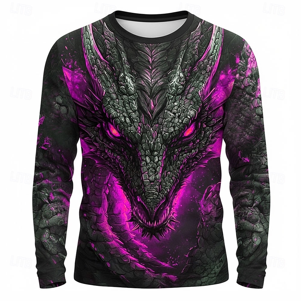 Herren Tiermotiv Lustig T Shirt Langarm T-Shirt 3D-Druck Rundhalsausschnitt Hemd Mode Basic Lässig Täglich Straße Blau Rote Purpur Sommer Frühling Bekleidung S M L XL XXL XXXL 2026 - $23.99 –P2