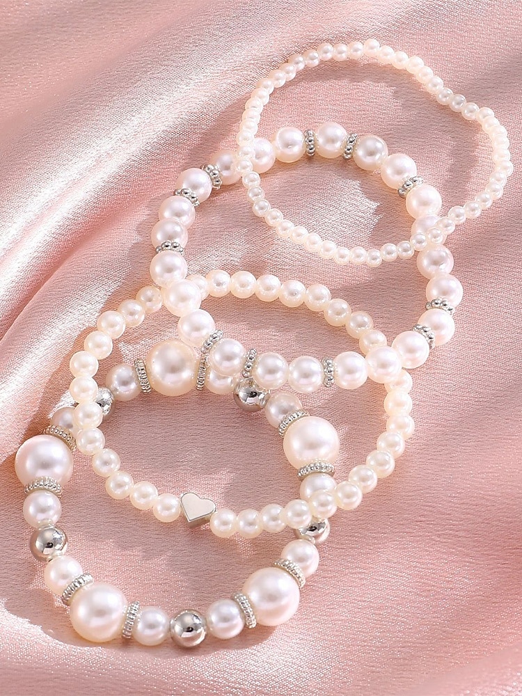 Женский набор браслетов из искусственного жемчуга, элегантный дизайн из серебра и жемчуга, разнообразные варианты для свадеб, вечеринок, торжественных мероприятий и в качестве свадебного аксессуара. 2026 - $9.99 –P8