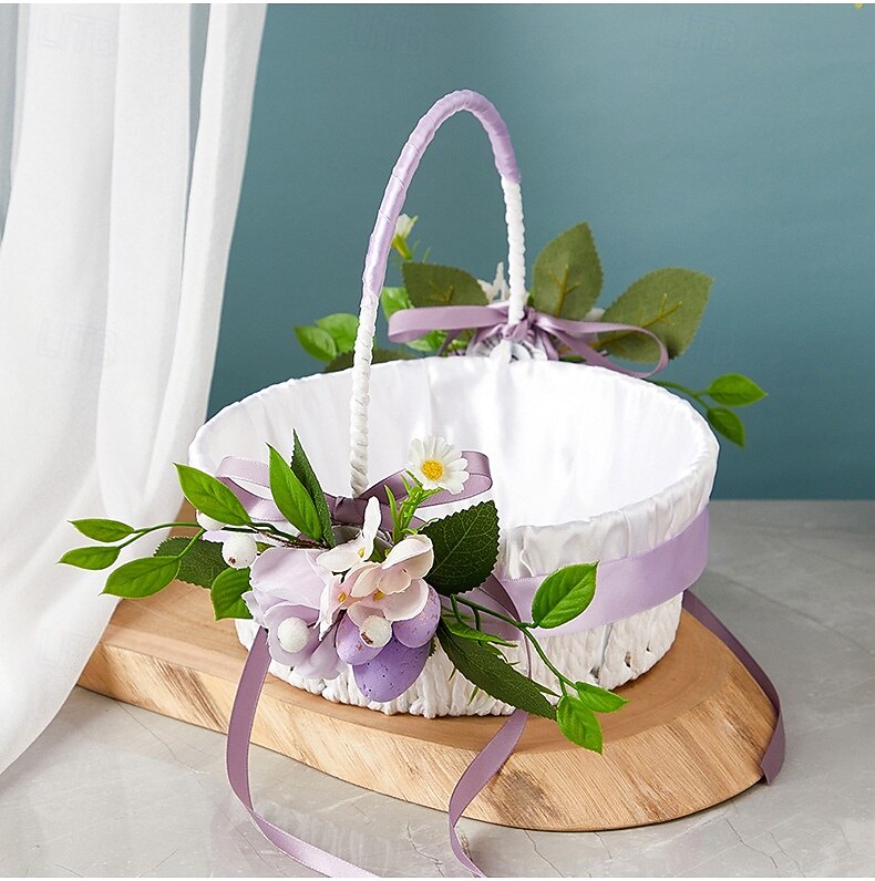 2-pakke påske fruktkurver vårutflukt håndholdt blomsterkurv vestlig stil bryllup blomsterdreng sprer blomsterkurv veving bryllup godteriblomstkurv 2026 - $31.99 –P3