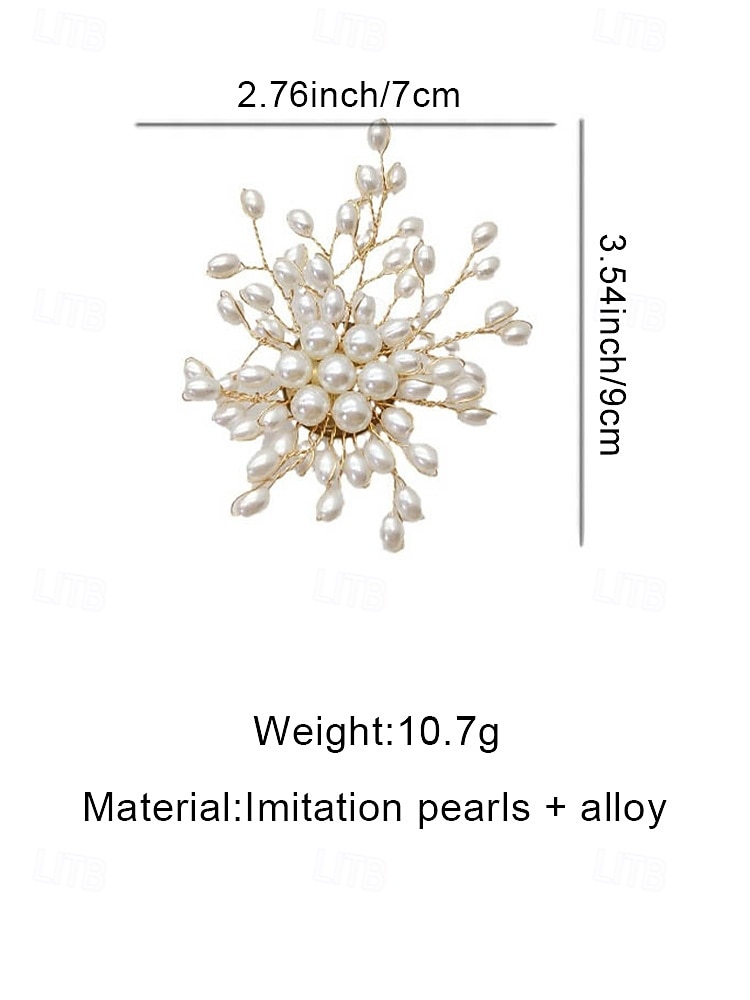 Damesbroche van imitatieparels, elegant bloemmotief met goudkleurige accenten, perfect voor bruiloften, feesten en formele gelegenheden, bruidsaccessoires en avondkleding. 2026 - $11.99 –P9