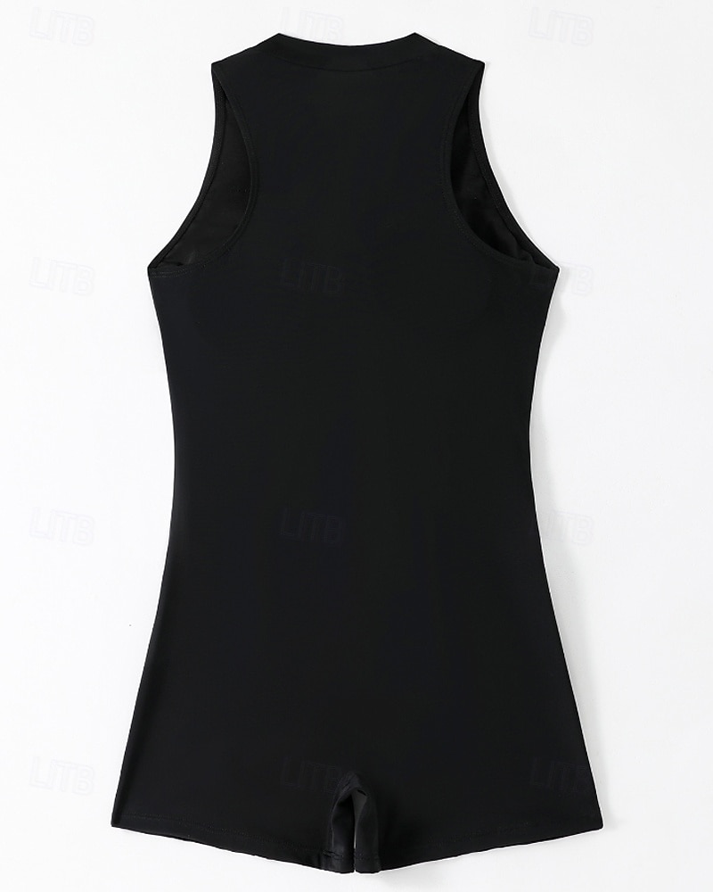 Damskie Standard Kostiumy kąpielowe Plus Size Jednoczęściowe rashguardy Strój kąpielowy Blokowanie kolorów Zapiąć na zamek błyskawiczny Ochrona UV Elastyczny Bez rękawów Kąpielówki Body Surfing 2026 - $25.99 –P15