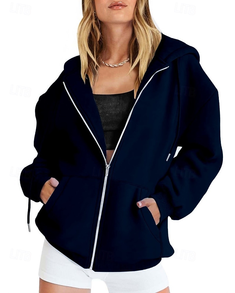 Женская объемная толстовка на молнии с длинными рукавами, повседневная толстовка с капюшоном и карманами для повседневной носки, несколько цветов. 2026 - $21.99 –P7