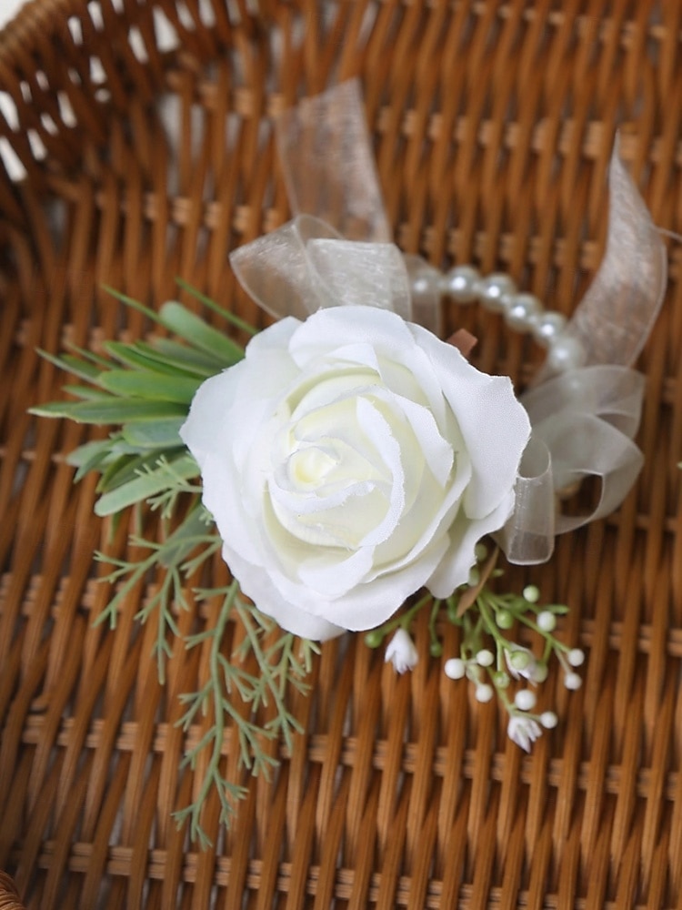 Herren-Ansteckblume und Handgelenkschmuck aus Kunstblumen – Materialmix – perfekt für Hochzeiten und Partys 2026 - $7.99 –P7