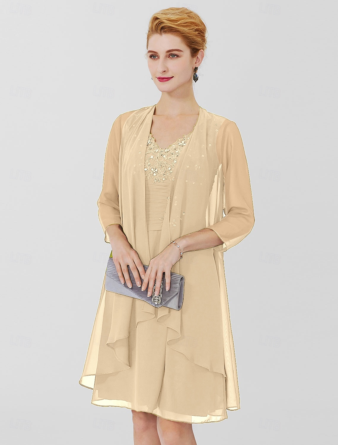 Женская Накидка Матери Накидки Пальто  Куртки Элегантная Защита от солнца 3/4 длины Рукав Шифоновая Накидка для гостей на свадьбу с чистым цветом Для формального весеннего и осеннего Одежда чтобы 2026 - $43.99 –P12