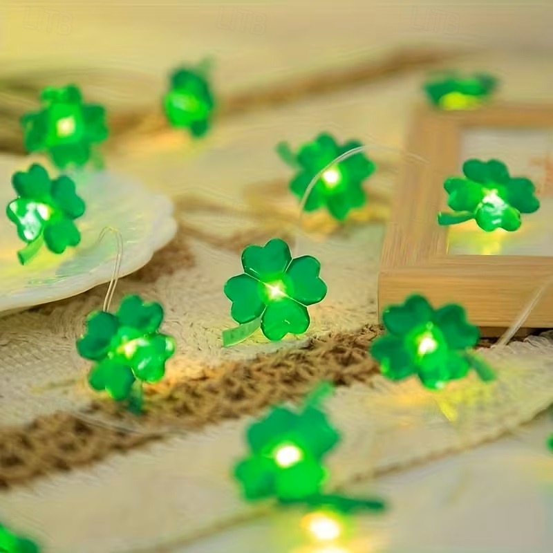 2m 20 ledin nelilehtinen apilaketjuvalosarja, paristokäyttöiset keijuvalot, Pyhän Patrickin päivän valot, vihreä apila juhlaan, makuuhuoneen seinäikkunoihin, pääsiäiseen, Pyhän Patrickin päivän koristeluun, lämmin valo 2026 - $10.99 –P3