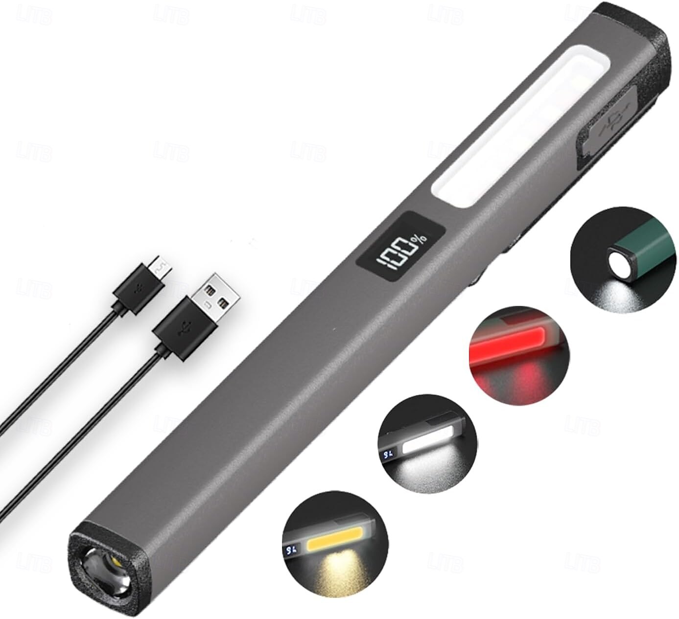 Ladattavat kynätaskulamput työvalolla, kannettavat LED-taskulamput, kirkkaat taskulamput kotiin, autoon, hätätilanteisiin, C-tyypin laturilla, 6 valotilaa, LCD-näyttö 2026 - $17.99 –P2