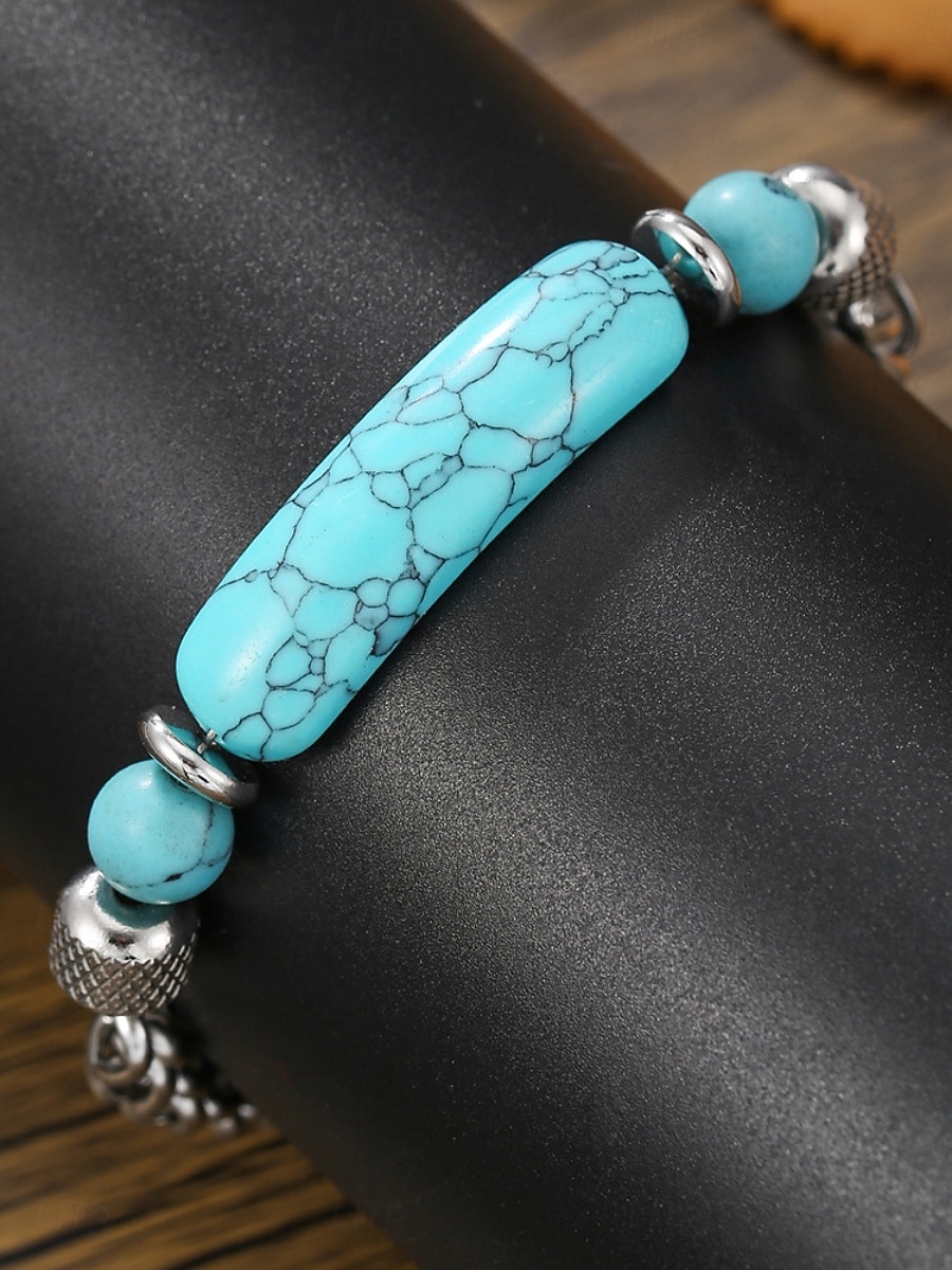 Tyrkysová Silný řetězec Móda Módní Přizpůsobeno Kámen Náramek šperky Stříbrná / Trávová zelená Pro Denní Dar Dovolená 2026 - $14.99 –P4