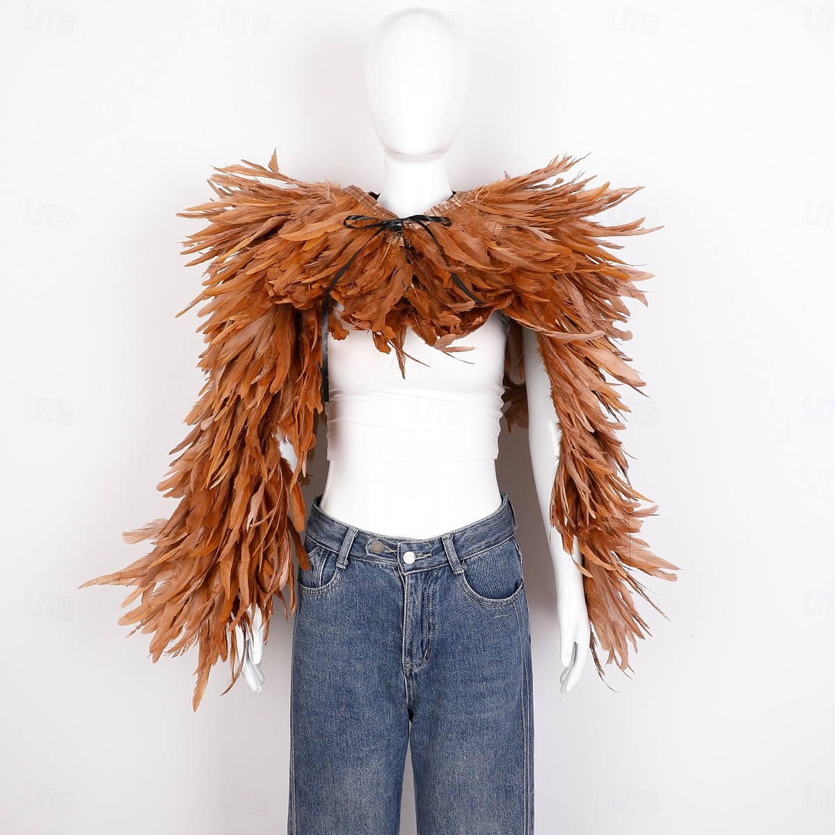 Carnaval 2026 Accesorios de Samba del Carnaval de Río Capa Chal larga de plumas rojas para mujer con lazo de cinta disfraz de actuación del festival de Brasil 2026 - $96.99 –P2