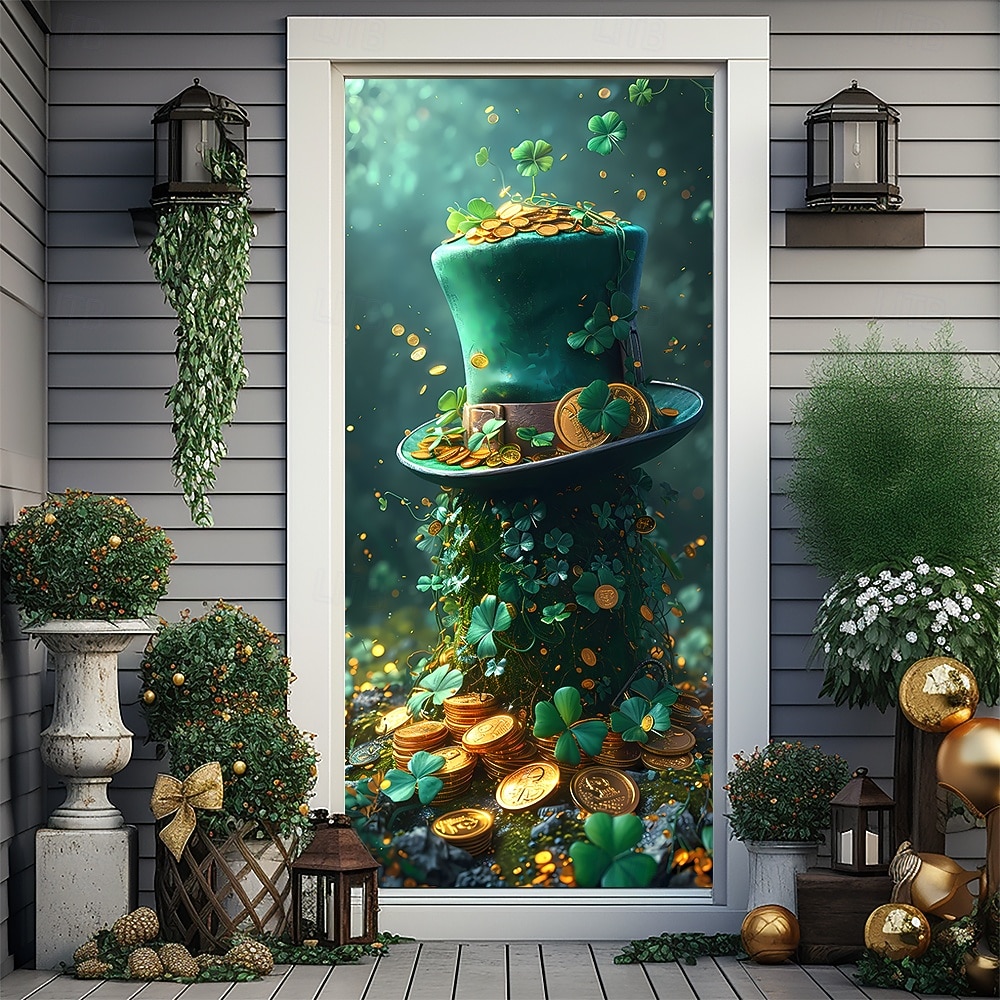 St. Patrick's Day Posters Door Cover Outdoor Banners Green Hat Cute 3D Fantasy Party Dorm Teens Room College Dorm Guys Man Cave Frat Bedroom Shooting Backgrounds Home Decor 2026 - $17.99 –P6