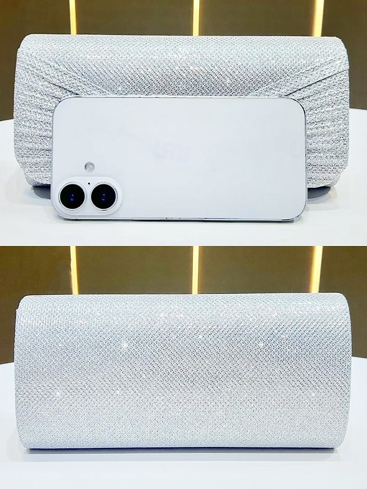Women's Elegant Evening Clutch Bag, Polyester Shimmer Pleated Design with Chain Shoulder Strap, Multi-Color Formal Handbag for Weddings, Receptions & Dinner Parties 2026 - $11.99 –P8