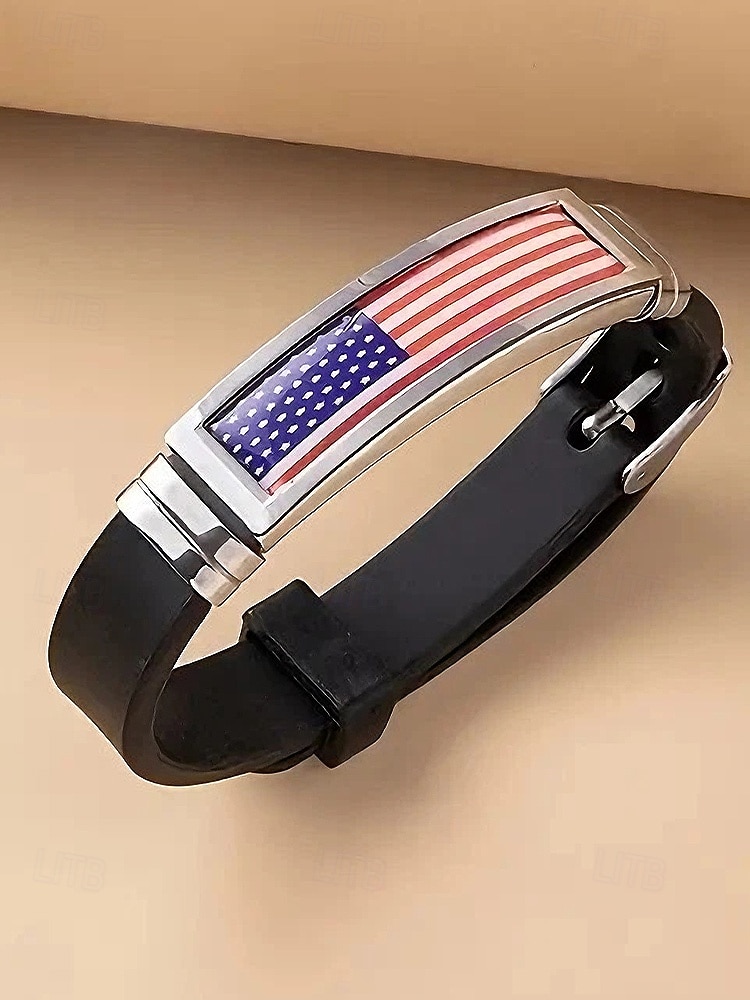 Pulseira Ajustável de Aço Inoxidável e Silicone para o 250º Aniversário dos Estados Unidos Apresentando Design da Bandeira Americana Ideal para o Dia da Independência e Celebrações de 2026 por $9.99 –P3