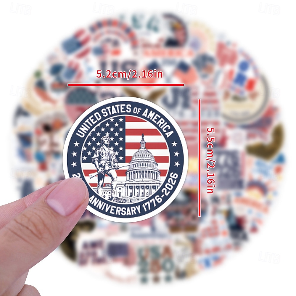 55 patriotische Aufkleber zum 250. Jahrestag, wasserfeste Vinyl-Aufkleber mit amerikanischer Flagge für Wasserflaschen, Laptop-Dekorationen zum Unabhängigkeitstag (4. Juli) 2026 - $9.99 –P4