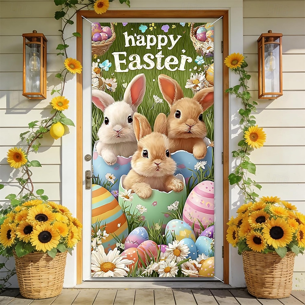 Pâques Affiches Couverture de porte Bannières extérieures Rabbit Œuf Mignon 3D Soirée Dortoir Chambre d'adolescents Résidence universitaire Chambre d'amis pour hommes dans une fraternit de 2026 ? $17.99 –P1