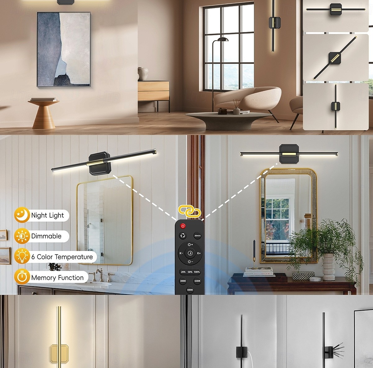 2026年 1/2個のデュアルヘッドウォールライト、コードレス磁気LED読書壁取り付け用燭台、調光可能な充電式ウォールランプ、寝室、リビングルーム、バスルーム、ミラーライト、階段照明用の調節可能な照明  コレクション – $77.99 –P8