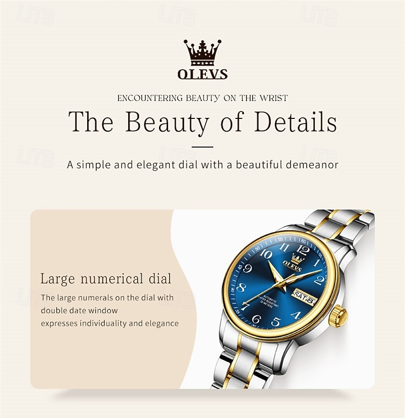 Mother's Day Gift OLEVS Women's Business Watch With Luminous Calendar, Week Display, Fully Automatic Mechanical Movement, Casual And Fashionable Digital Watch, Waterproof, Sporty Women's Wristwatch 2026 - $94.99 –P2