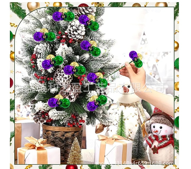Confezione da 10 decorazioni natalizie per il martedì grasso, palline viola, verdi e dorate, steli per il martedì grasso &decorazioni per l'albero di Natale, ghirlanda di carnevale &forniture per del 2026 a $17.99 –P2
