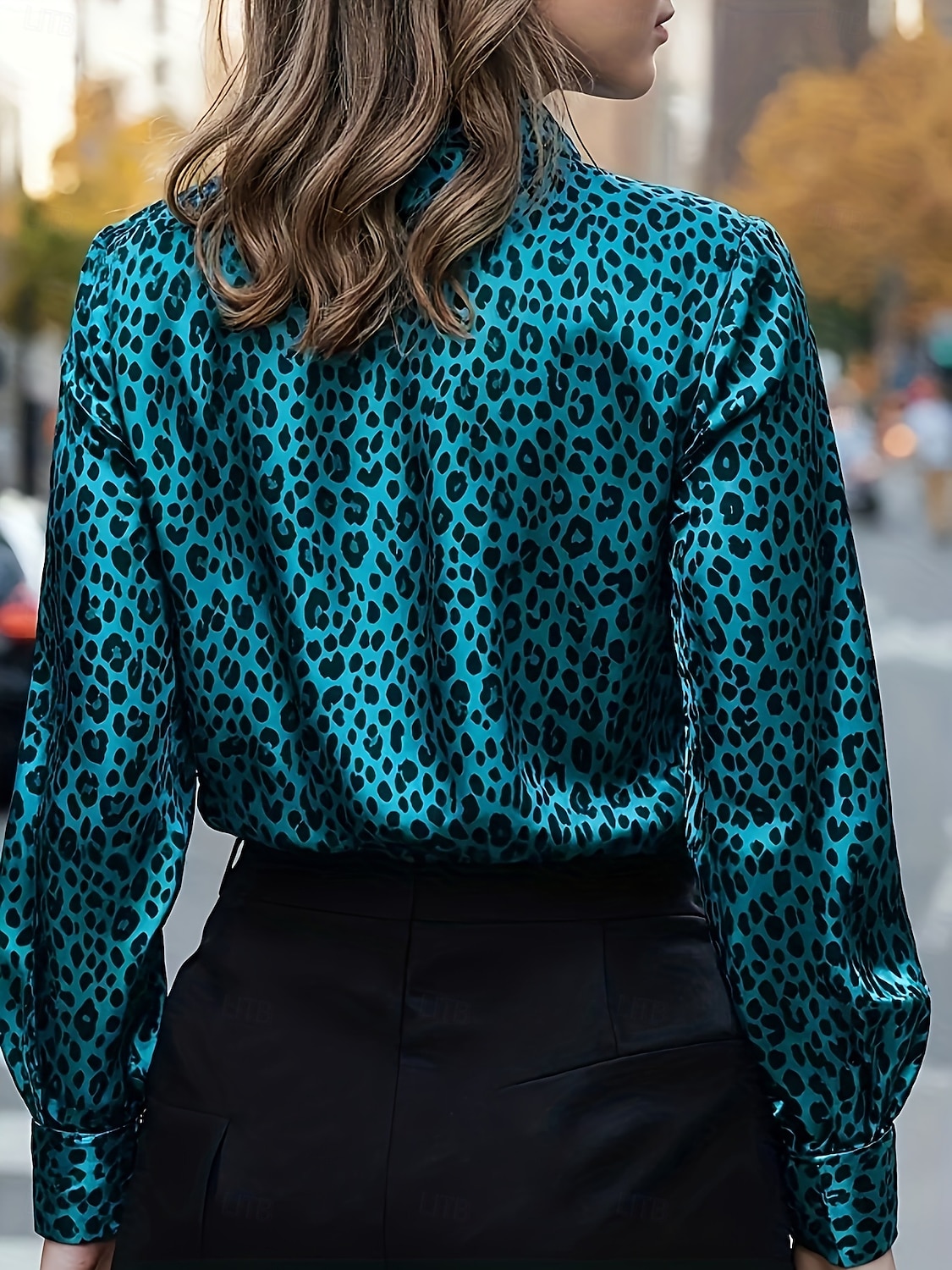 Women's Blouse Buttons Print Leopard Stylish Casual Long Sleeve Shirt Collar Regular Tops Daily Blue Silver Yellow Brown Spring Fall 2026 - $32.99 –P11