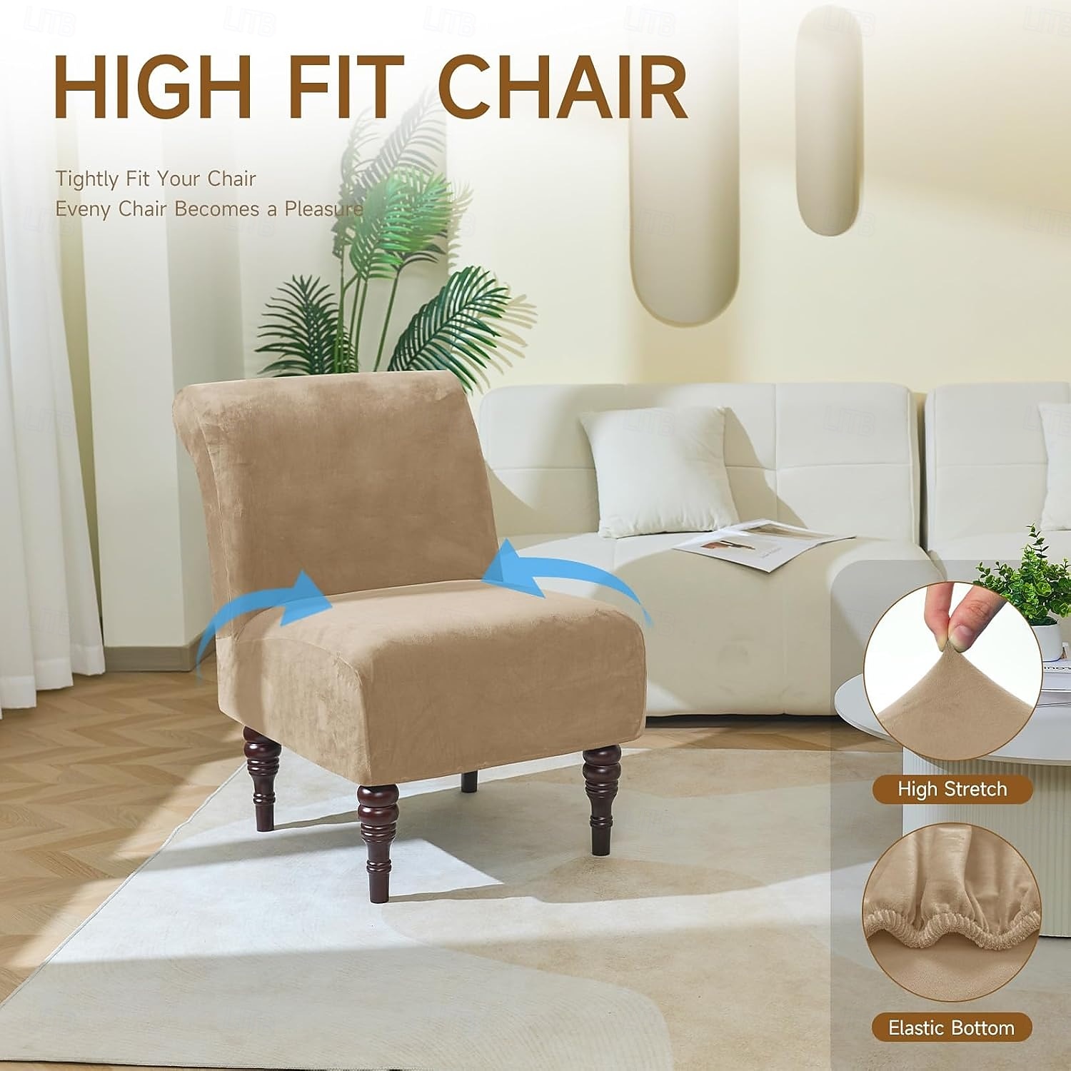 Velvet Armless Accent Chair Cover, Soft Stretch Accent Chair Slipcovers Without Arms Removable Armless Chair Furniture Protector Covers for Living Room/Dining Room/Hotel 2026 - $50.99 –P8
