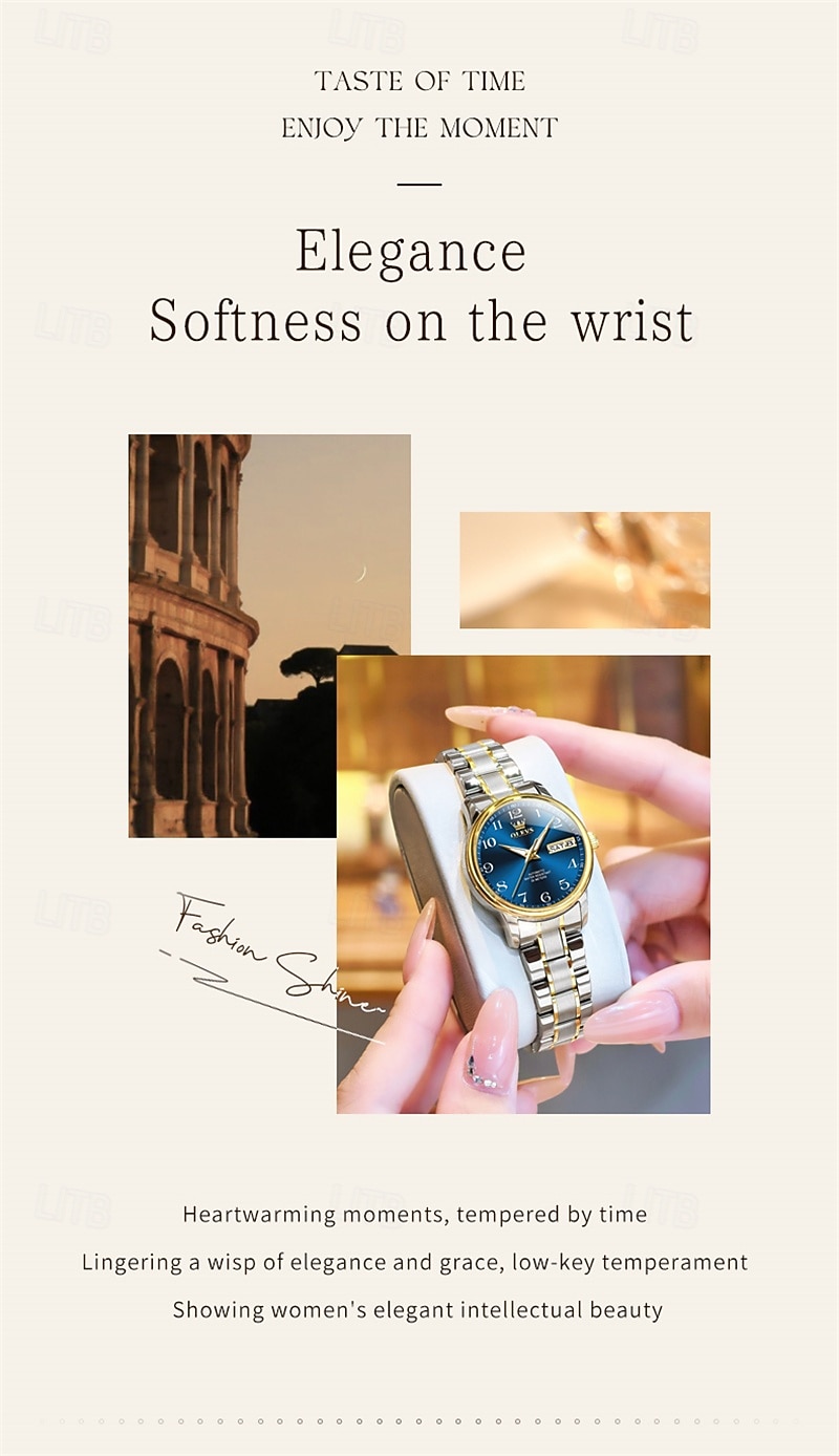 Mother's Day Gift OLEVS Women's Business Watch With Luminous Calendar, Week Display, Fully Automatic Mechanical Movement, Casual And Fashionable Digital Watch, Waterproof, Sporty Women's Wristwatch 2026 - $94.99 –P3