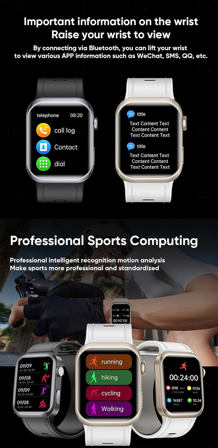 iMosi MT115 Orologio intelligente 1.96 pollice Orologio da Corsa Fitness Smartwatch Bluetooth Contapassi Promemoria chiamata Localizzatore di attività Compatibile con Android iOS Da donna Chiamate in del 2026 a $165.99 –P5