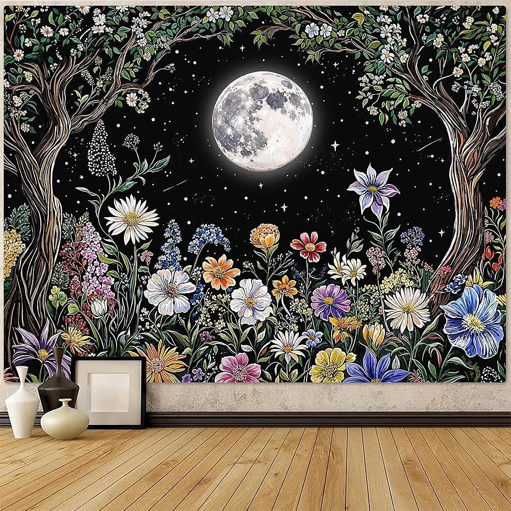 Wandteppich mit Sonne und Mond aus Buntglas, himmlisches Mosaik, Boho-Stil, kunstvolle Wanddekoration für Yoga-, Meditations- und Wohnzimmer 2026 - $20.99 –P11