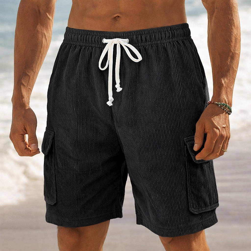 Per uomo Shorts Pantaloncini casual Pantaloncini di velluto a coste Tasca Elastico in vita Semplice Comodità Traspirante Corto All'aperto Vacanza Abbigliamento quotidiano Moda Streetwear Blu Nero del 2026 a $11.49 –P11