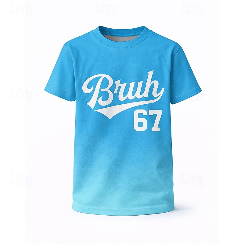 Unisex Boys' 3D Graphic Color Gradient Funny Slang 67 T shirt Tee Short Sleeve 3D Print Summer Spring Sports Fashion Streetwear Kids 4-12 Years Crew Neck Casual Daily Outdoor Regular Fit 2026 - $12.99 –P11
