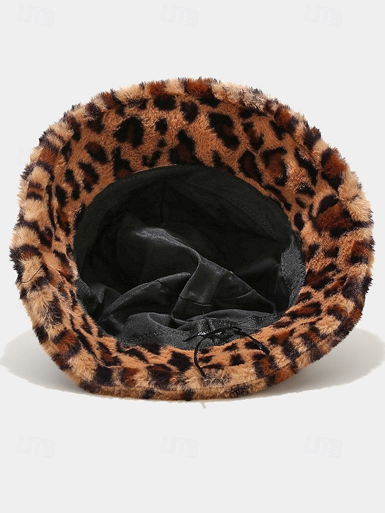 Dámská čepice s leopardím potiskem a umělou kožešinou – více barev, polyesterový materiál, moderní a pohodlná na běžné nošení i do zimy 2026 - $14.99 –P9