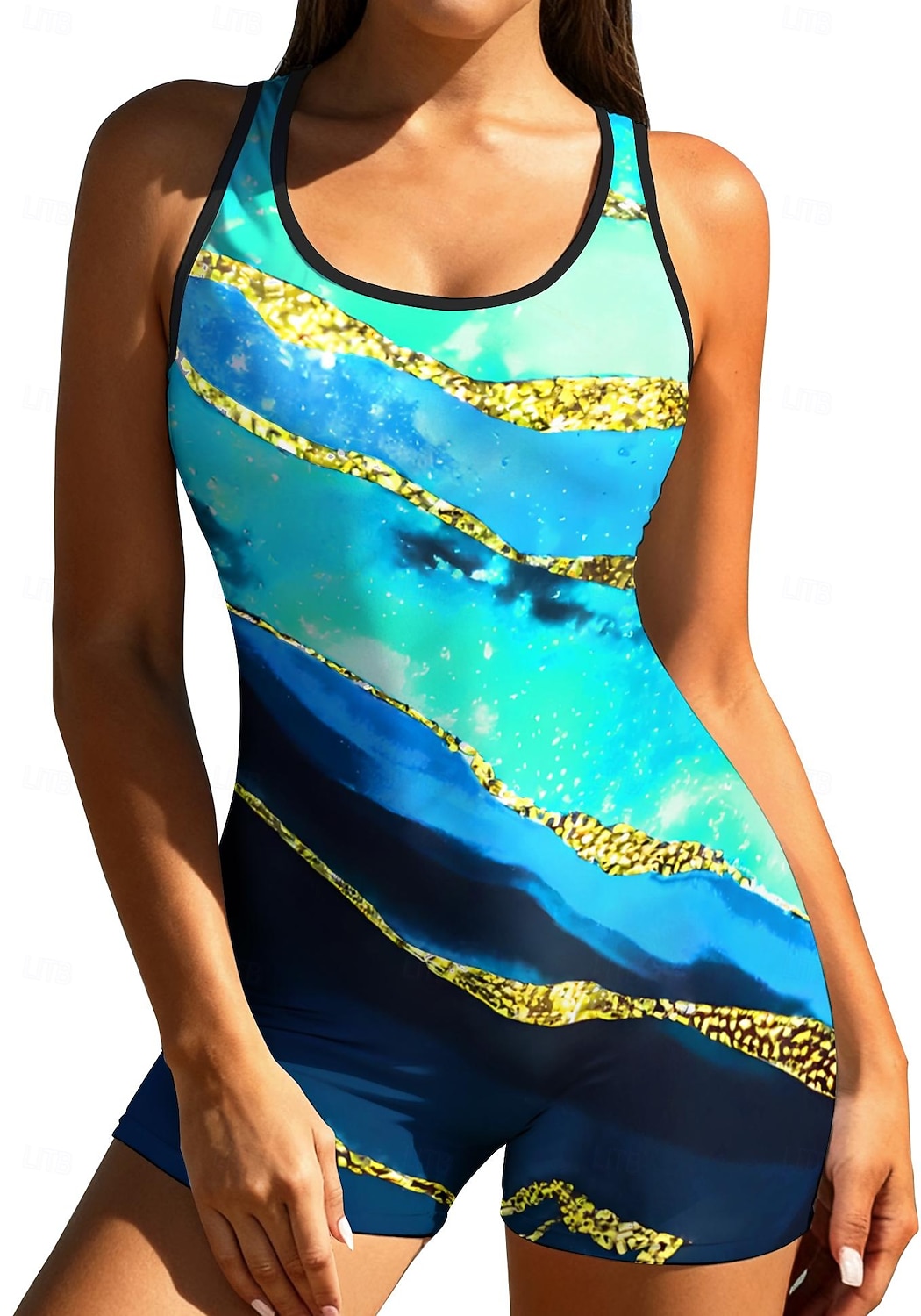 نسائي وسط حماية ضد التحسس بدلة ركوب الأمواج من قطعة واحدة ثوب السباحة مجرد حجر كريم حجب الألوان إحزم مع حمالة صدر مدمجة حشوة متحركة حماية من الأشعة فوق البنفسجية UPF50+ خفيف جدا (UL) بدون كم كم طويل 2026 - $31.99 –P4