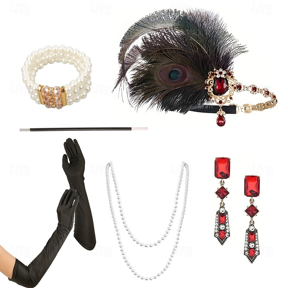 Anni 1920 Fascia Flapper Il grande Gatsby Senza colletto Costume Per donna Carnevale Mascherata Feste Mascherata Adulti 1 Paio di orecchini 1 Bracciale Guanti Tutte le stagioni del 2026 a $46.99 –P9