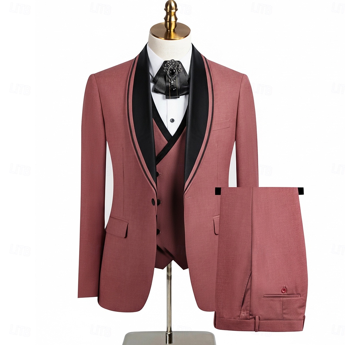 A bărbaților Smoking Costume de petrecere Casual Afaceri Albastru piscină Negru Primăvară Costum Șap de rețea Petrecere Afacere Dungi Slim Fit Set 3 piese Un singur rând, un nasture 2026 - $129.99 –P2