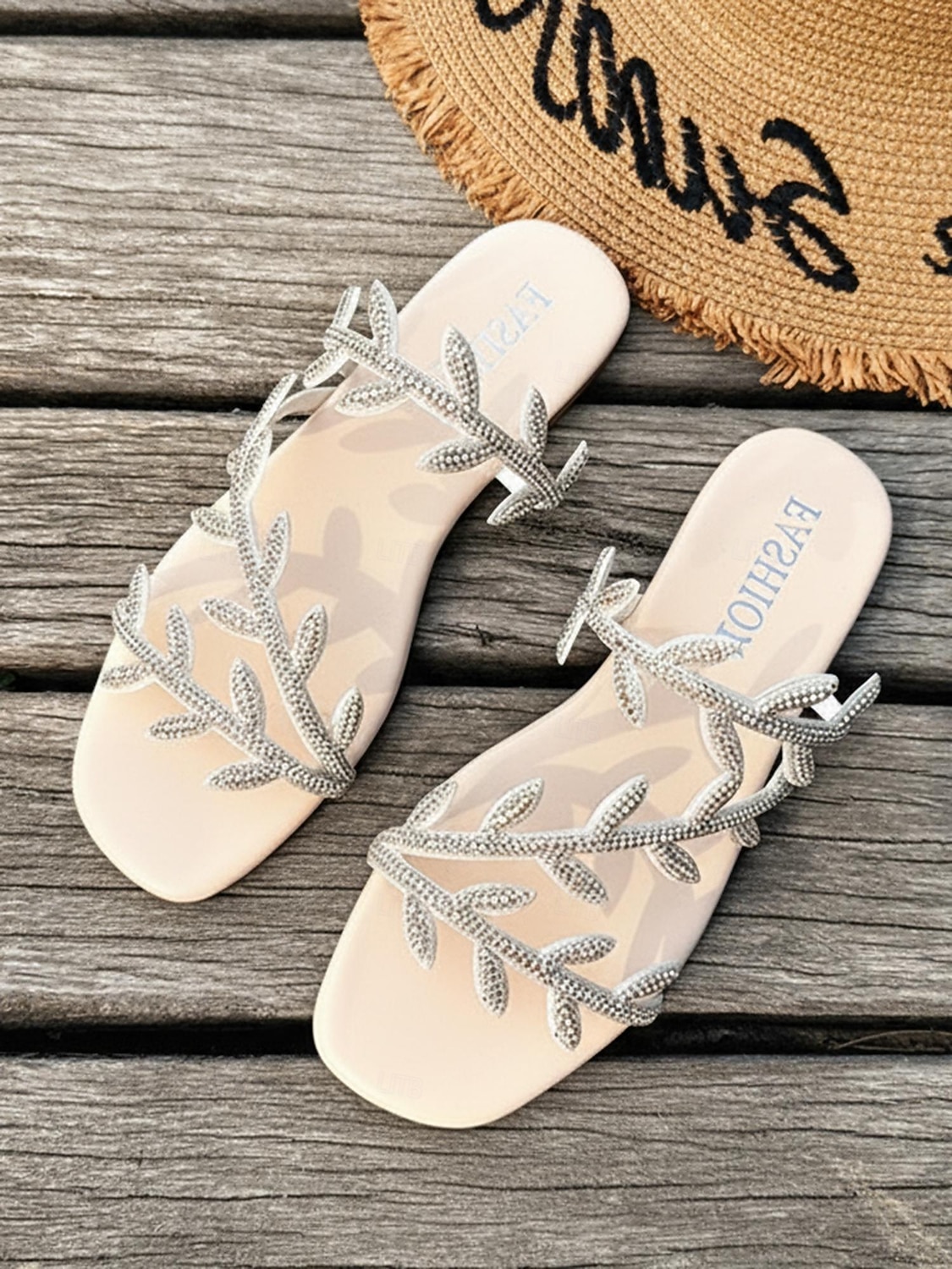 Sandales plates scintillantes à strass pour femmes, brides croisées avec anneaux d'orteils, chaussures élégantes et antidérapantes pour des vacances élégantes à la plage. de 2026 ? $18.99 –P6
