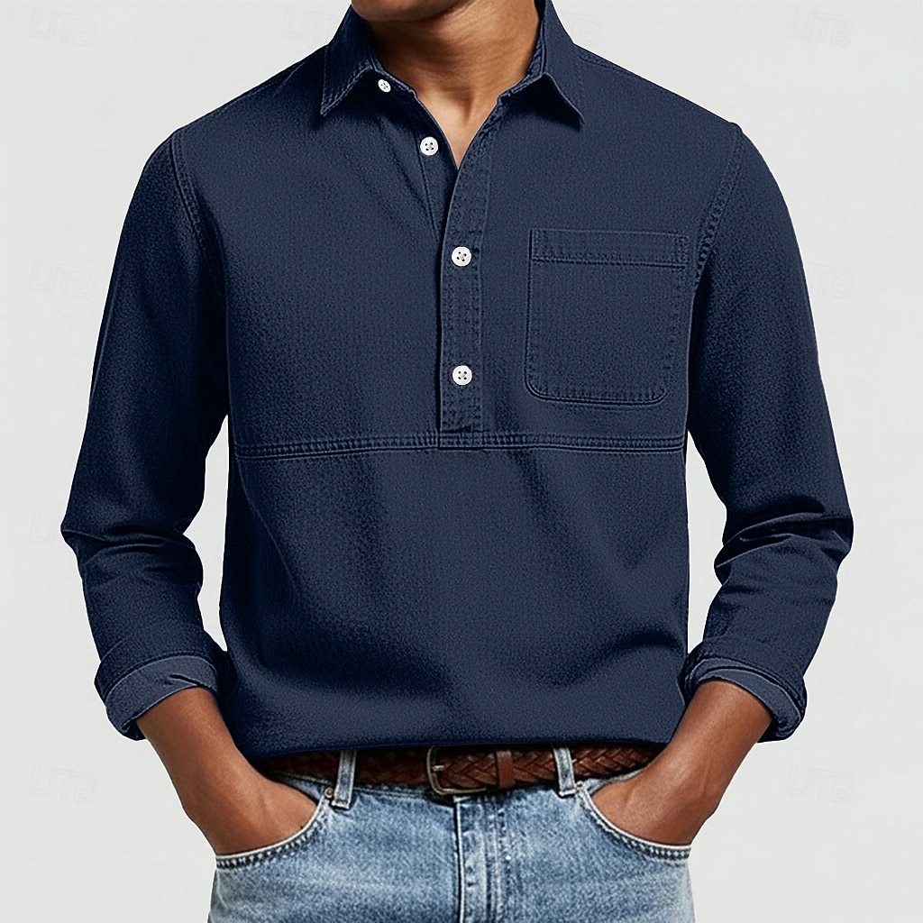 Hombre Camisa de manga corta Camisa Oxford Rosa Azul Marino Azul Oscuro Gris Azul claro Manga Larga A Rayas Cuello Americano Escuela Boda Bolsillo Ropa Neutral Moda Diario Casual 2026 - $22.99 –P5