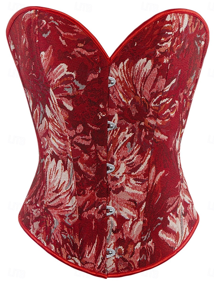 Dam Shapewear Mode Retro Sexig Blommig Knappar Dagligen Semester Fest Ärmlös Över axeln Svart Rodnande Rosa Rubinrött Brun Grön Sommar Vår Höst Normal 2026 - $29.99 –P9