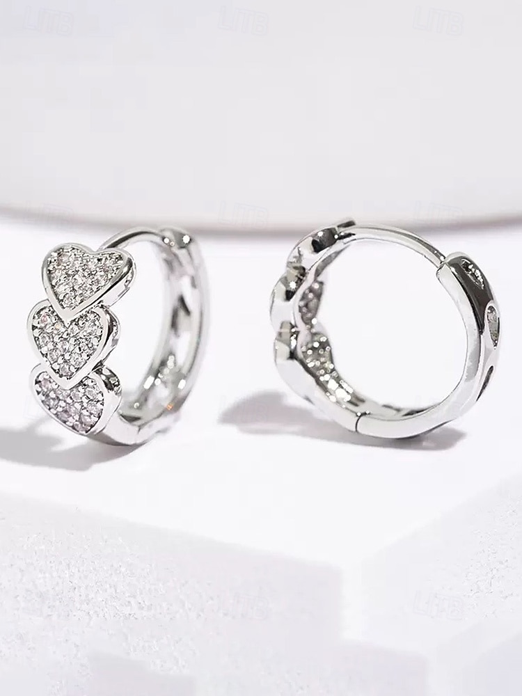 Dámské křišťálové náušnice ve tvaru srdce, pozlacená slitina, více barev, ideální na Valentýna, svatby i každodenní nošení 2026 - $11.99 –P10