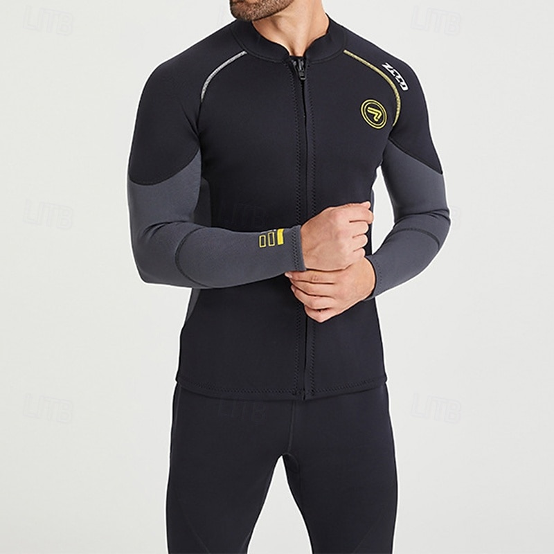 ZCCO Per uomo 1,5 mm Top sottomuta Tuta termica integrale Parte superiore della muta in neoprene da 1,5 mm Color-blocking Cerniera Frontale Termico Addensato Protezione UV Manica Lunga Costume da del 2026 a $49.99 –P1