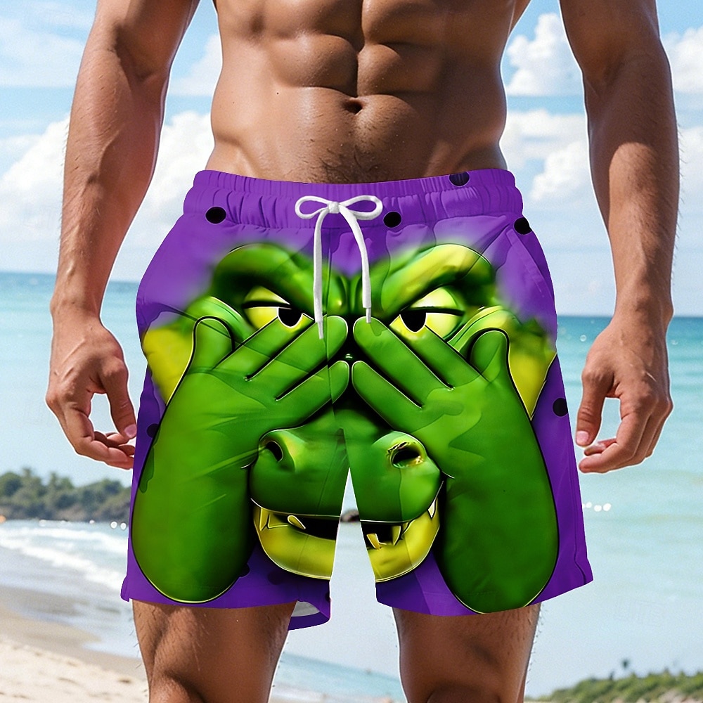 Hombre Caricatura Cocodrilo Cubrirse los ojos Boxers de Natación Pantalones de Natación Pantalones de Surf Media cintura Hawaiano Gracioso vacaciones en la playa Bolsillos laterales Forro de malla 2026 - $20.99 –P4