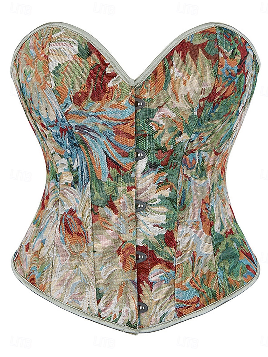 Dam Shapewear Mode Retro Sexig Blommig Knappar Dagligen Semester Fest Ärmlös Över axeln Svart Rodnande Rosa Rubinrött Brun Grön Sommar Vår Höst Normal 2026 - $29.99 –P1