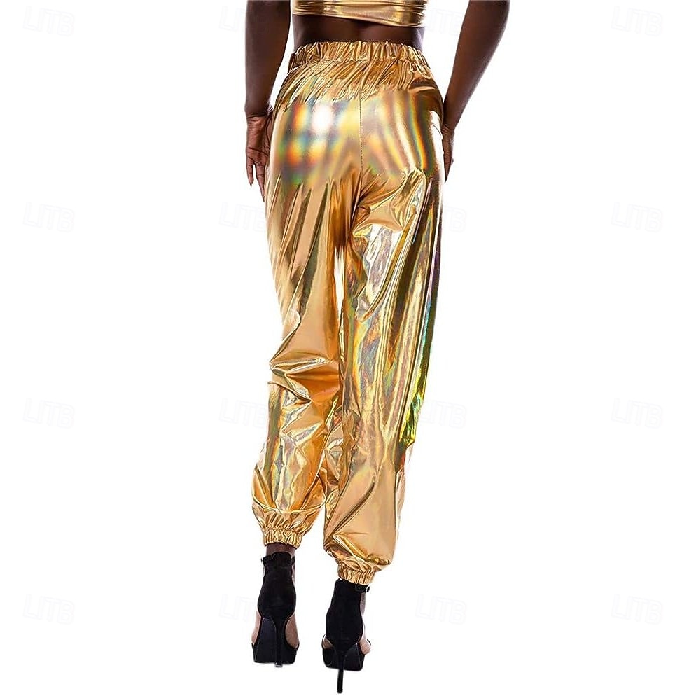 Laser-Holografie Glänzend 1980er Hose Cargohosen Lockere Hosen Disco Kostüm Damen Karnevalskostüm Karneval Maskerade Pride Parade Pride-Monat Erwachsene Hose 2026 - $41.99 –P3
