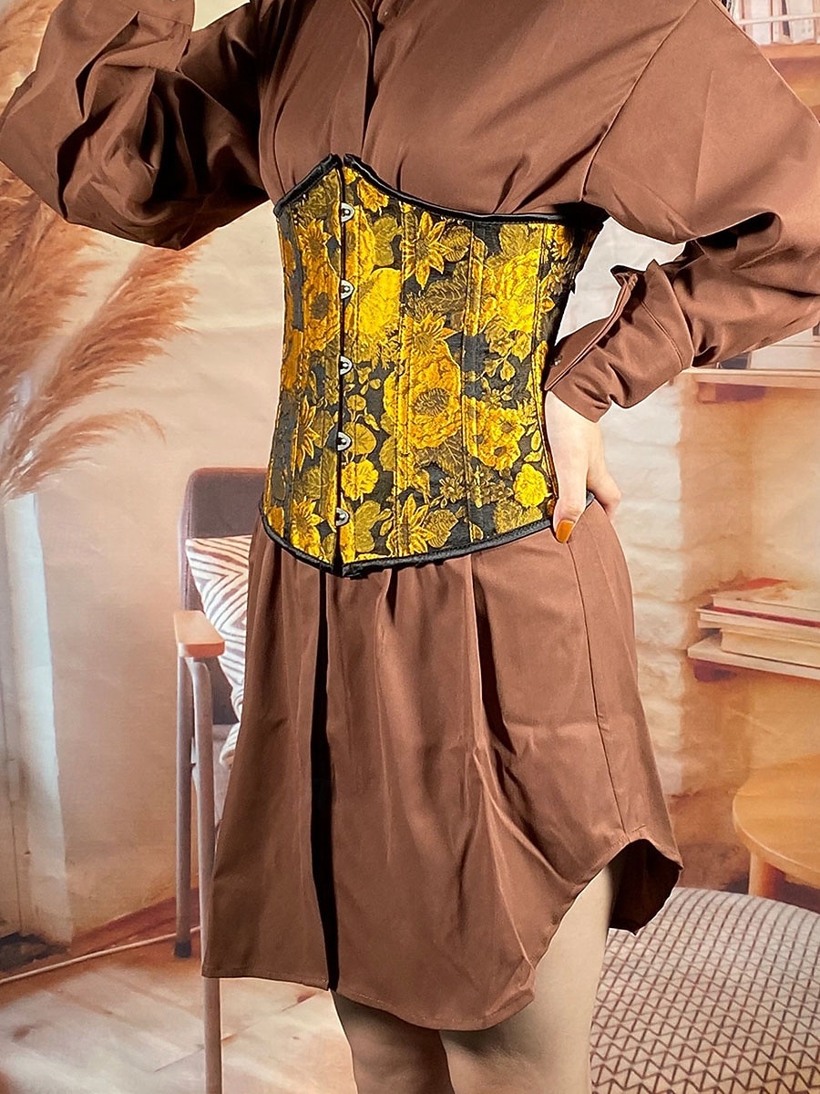 Damen Formende Unterwäsche Mode Retro Lässig Blumen Knöpfe Täglich Heim Urlaub Ärmellos Schulterfrei Gelb Braun Sommer Frühling Herbst Normale Passform 2026 - $31.99 –P4