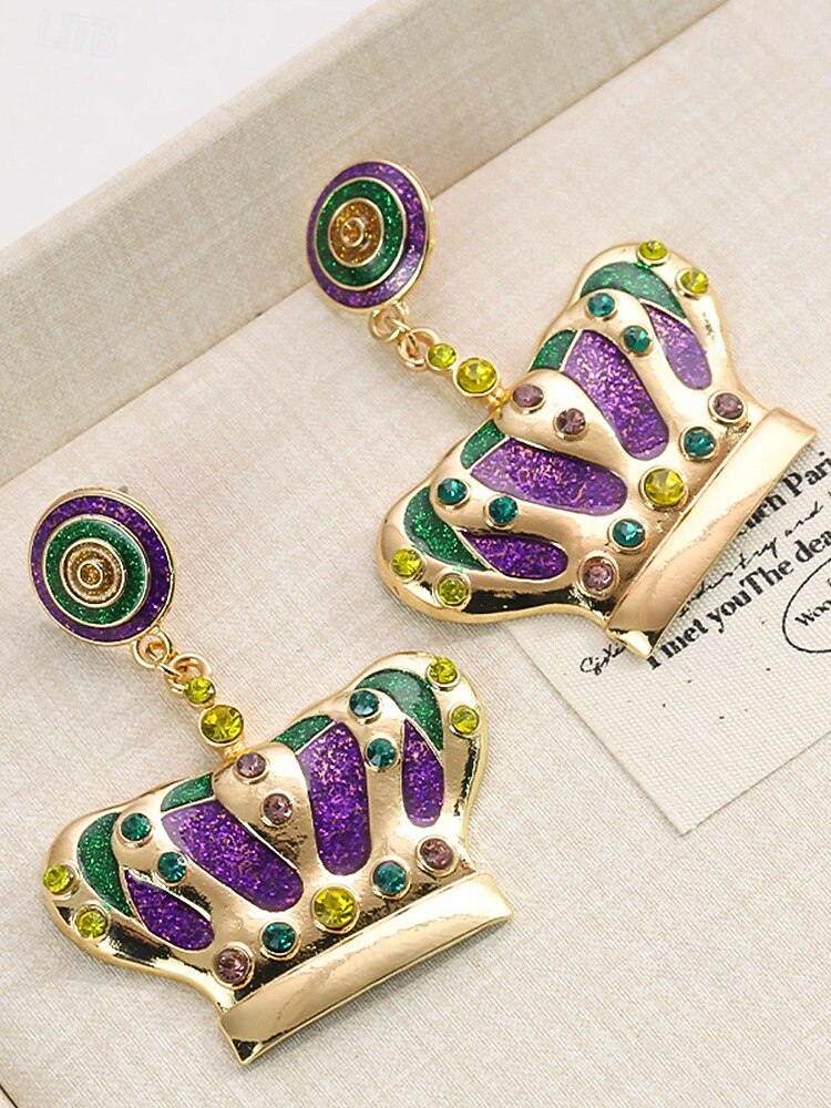 Dámské náušnice s motivem Mardi Gras – materiál slitina, k dispozici v různých designech, ideální pro oslavy a festivaly Mardi Gras 2026 - $7.99 –P8