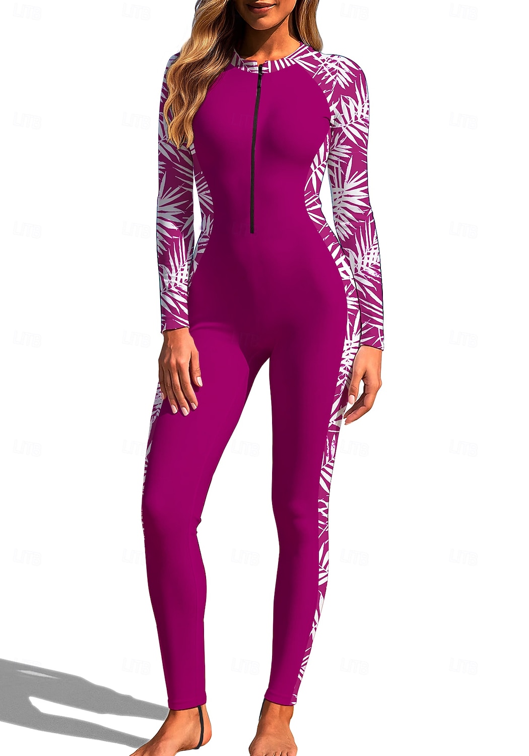 Per donna Standard Top sottomuta Rash Guard completo per il corpo Costume da surf intero Floreale Tropicale Con zip con reggiseno incorporato Cerniera Frontale Protezione Solare UV Coppa larga UPF50+ del 2026 a $49.99 –P11