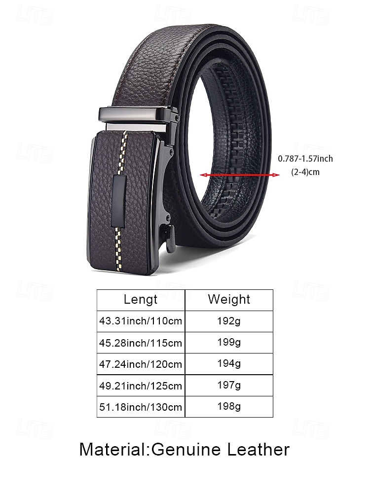 Men's Genuine Leather Automatic Buckle Belt in Black & Coffee, Classic Business Dress Belt for Men, Durable Real Leather, Adjustable Fit, Ideal for Weddings, Business Meetings & Formal Occasions 2026 - $14.99 –P12