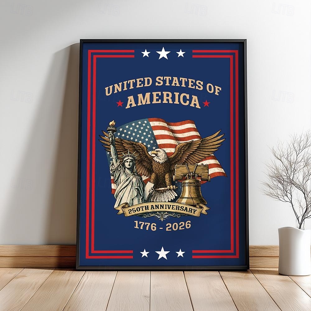 Cartel de aniversario 250 de EE.UU. cartel de cumpleaños americano pancarta de cartel del Día de la Independencia de EE.UU. águila campana Estatua de la Libertad patriota 2026 - $12.99 –P4