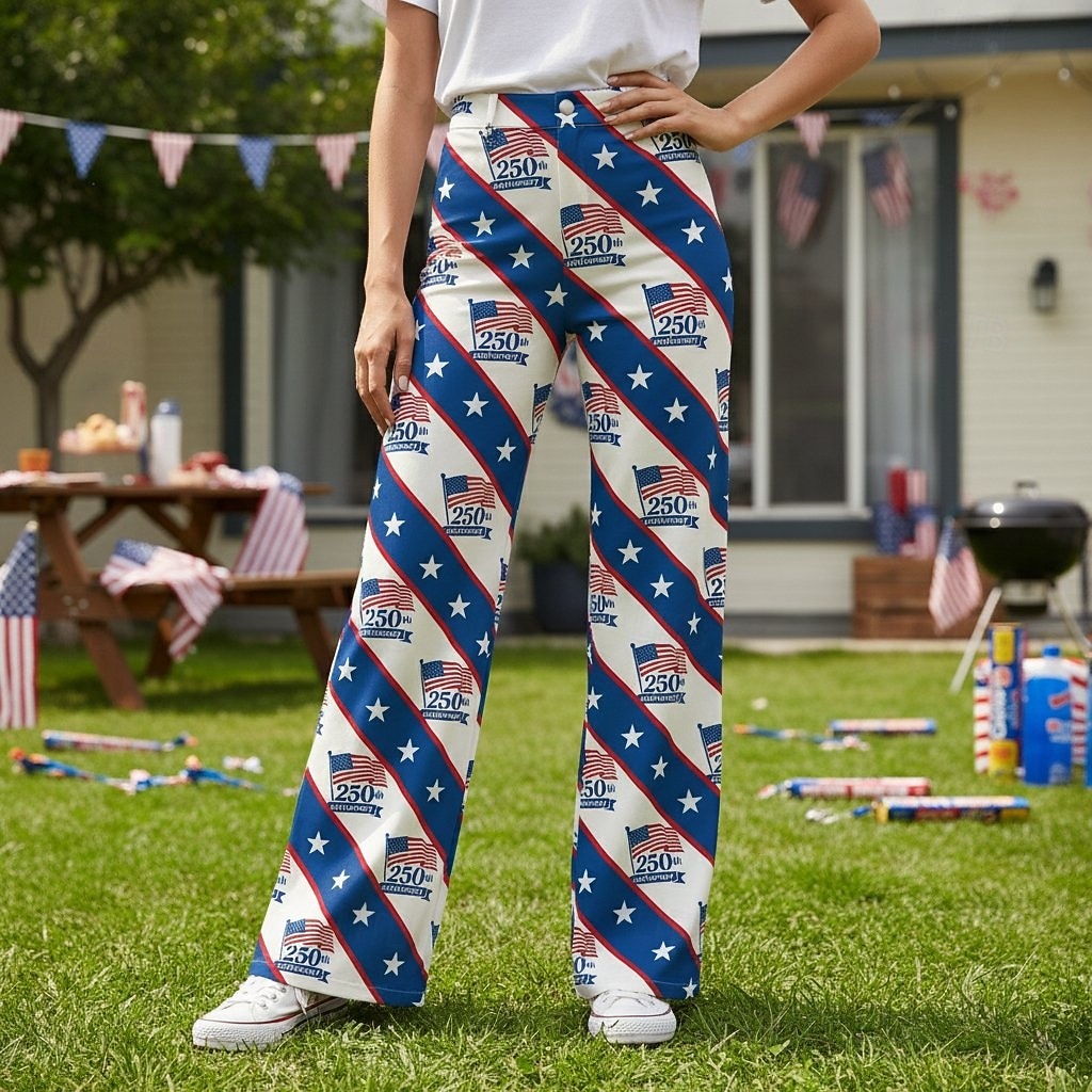 250-årsjubileum i USA Retro / vintage 1970erne Bukser Bukser med brede ben Hippie Disk Høy Midje Kostyme Dame Maskerade 4. juli Uavhengighetsdagen Voksne Bukser 2026 - $32.99 –P1