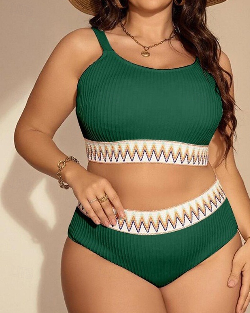 Dámské Standard Surfařské tankiny a bikiny Koupací top 2 ks Geometrický Otevřít Zpět Ochrana proti UV záření Elastický Bez rukávů Plavky Surfování Potápění Plavání Léto 2026 - $23.99 –P11