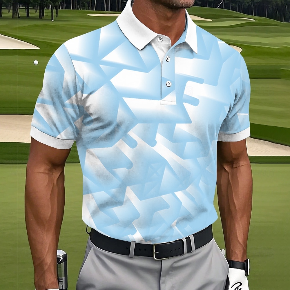 Hombre Geométrico Golf Camisetas polo deportivas Manga Corta Camisas de polo Camisas con cuello Casual Ropa Deportiva Botones Verano Azul Piscina Azul cielo Morado 2026 - $21.99 –P2