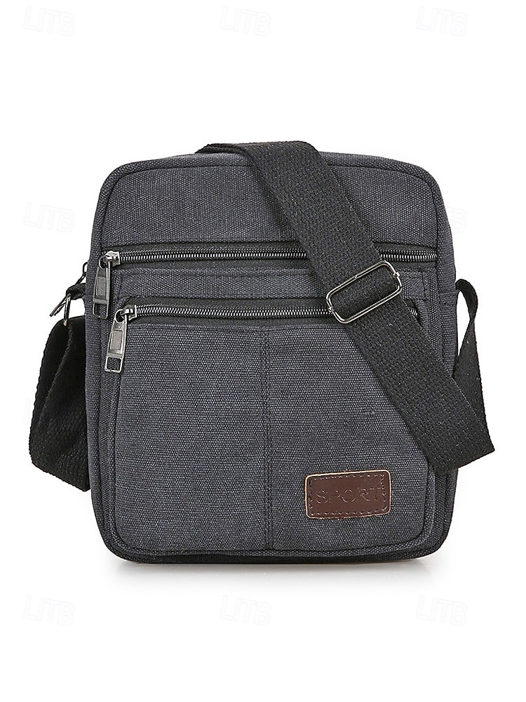 Bolso bandolera de lona para hombre, varios colores, material duradero, ideal para salidas informales, viajes y uso diario. 2026 - $11.99 –P11